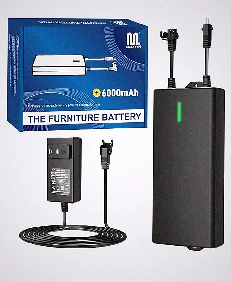 6000mAh Wireless Power Recliner Battery Pack 2-Pin Connector for Sofa Couch