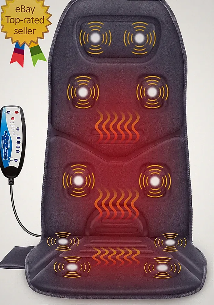 Back Massager with Heat, 10 Motors Vibration Seat Massager, Chair Massage Pad, H