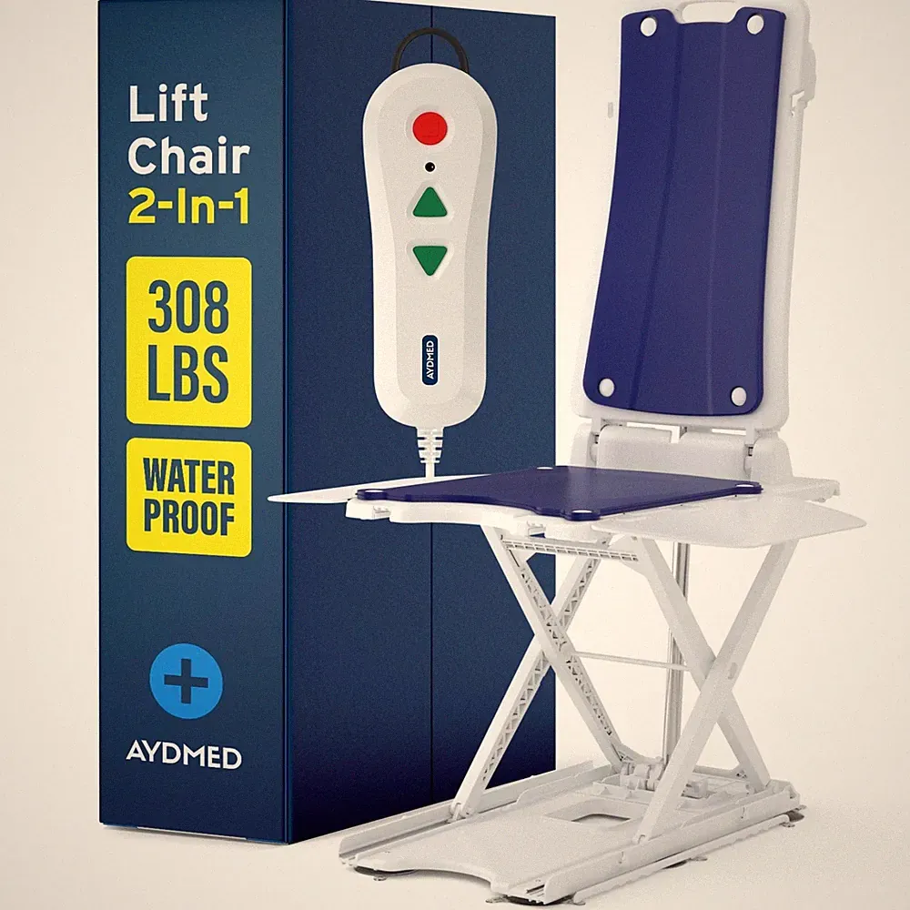 Electric Bath Lift Chair Floor Fall Recovery Waterproof 308lb Cap Rechargeable